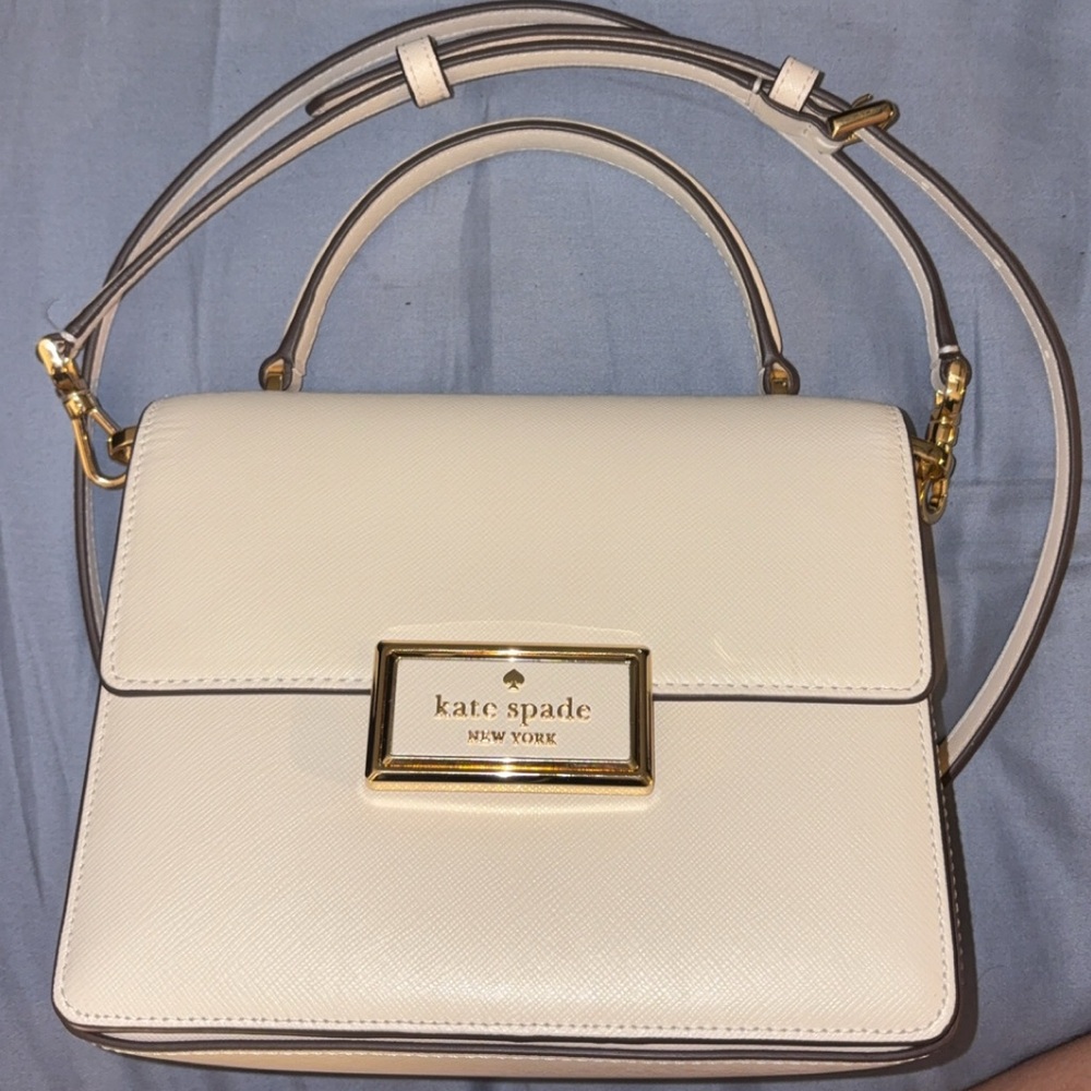 kate spade Cream Satchel with Gold Accents